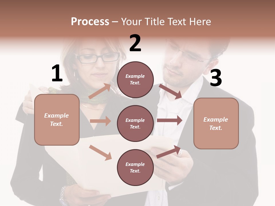 A Man And Woman Looking At A Piece Of Paper PowerPoint Template