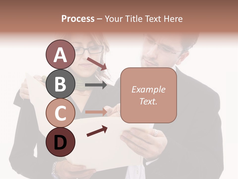 A Man And Woman Looking At A Piece Of Paper PowerPoint Template