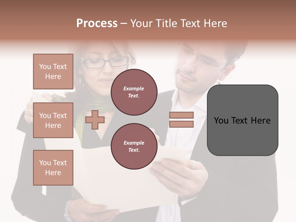 A Man And Woman Looking At A Piece Of Paper PowerPoint Template
