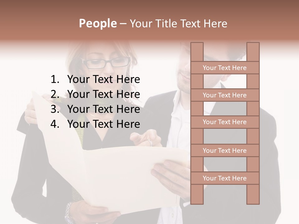 A Man And Woman Looking At A Piece Of Paper PowerPoint Template