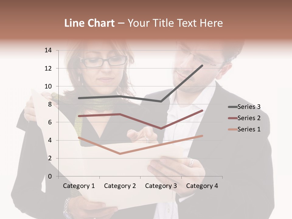 A Man And Woman Looking At A Piece Of Paper PowerPoint Template