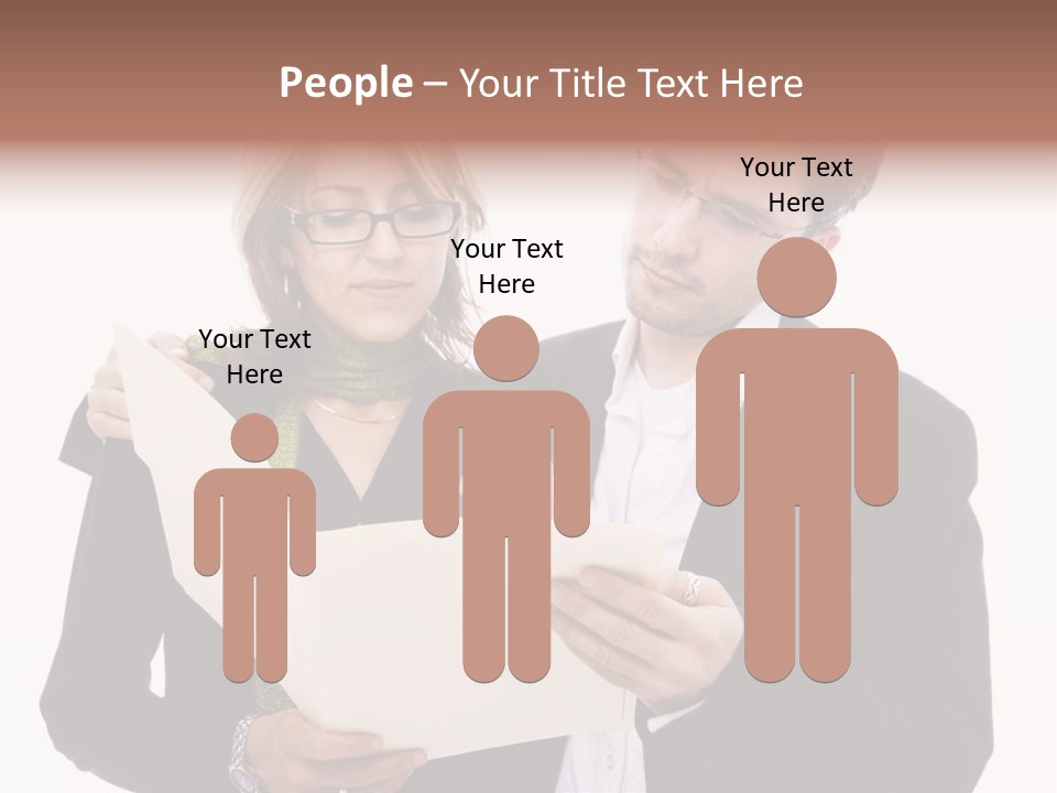A Man And Woman Looking At A Piece Of Paper PowerPoint Template