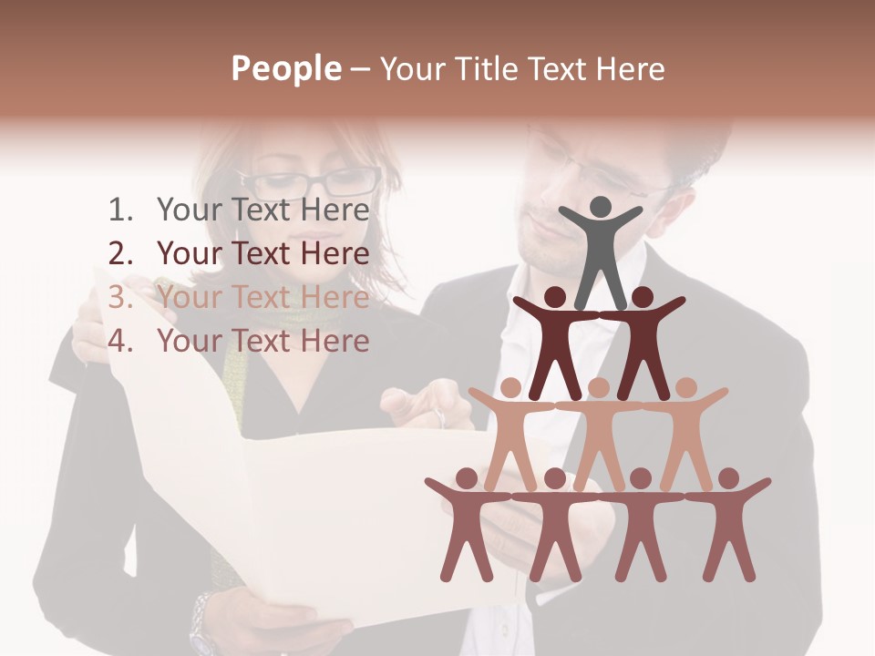 A Man And Woman Looking At A Piece Of Paper PowerPoint Template