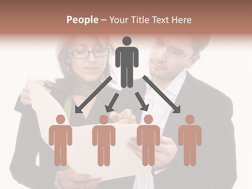 A Man And Woman Looking At A Piece Of Paper PowerPoint Template