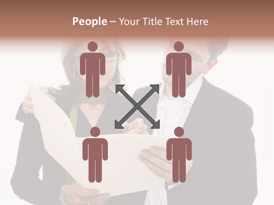 A Man And Woman Looking At A Piece Of Paper PowerPoint Template