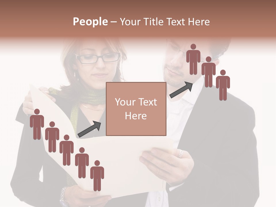 A Man And Woman Looking At A Piece Of Paper PowerPoint Template