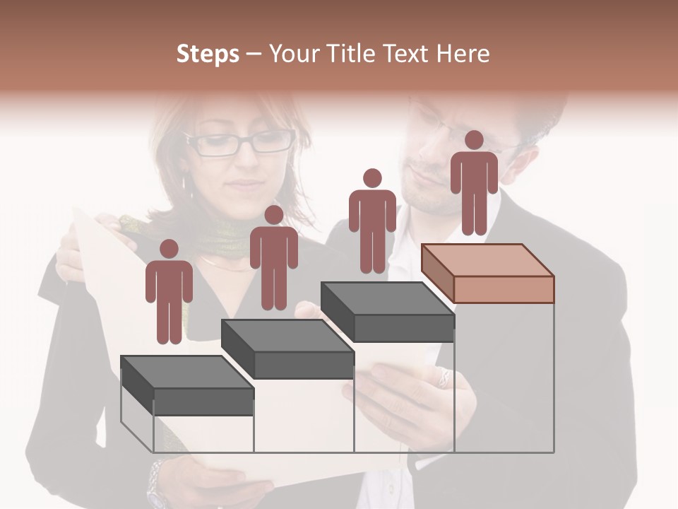 A Man And Woman Looking At A Piece Of Paper PowerPoint Template