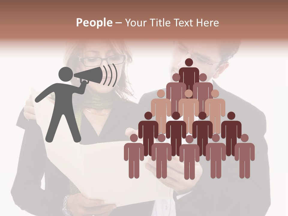 A Man And Woman Looking At A Piece Of Paper PowerPoint Template