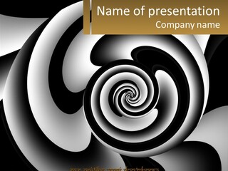 A Black And White Spiral Design With A Gold Frame PowerPoint Template