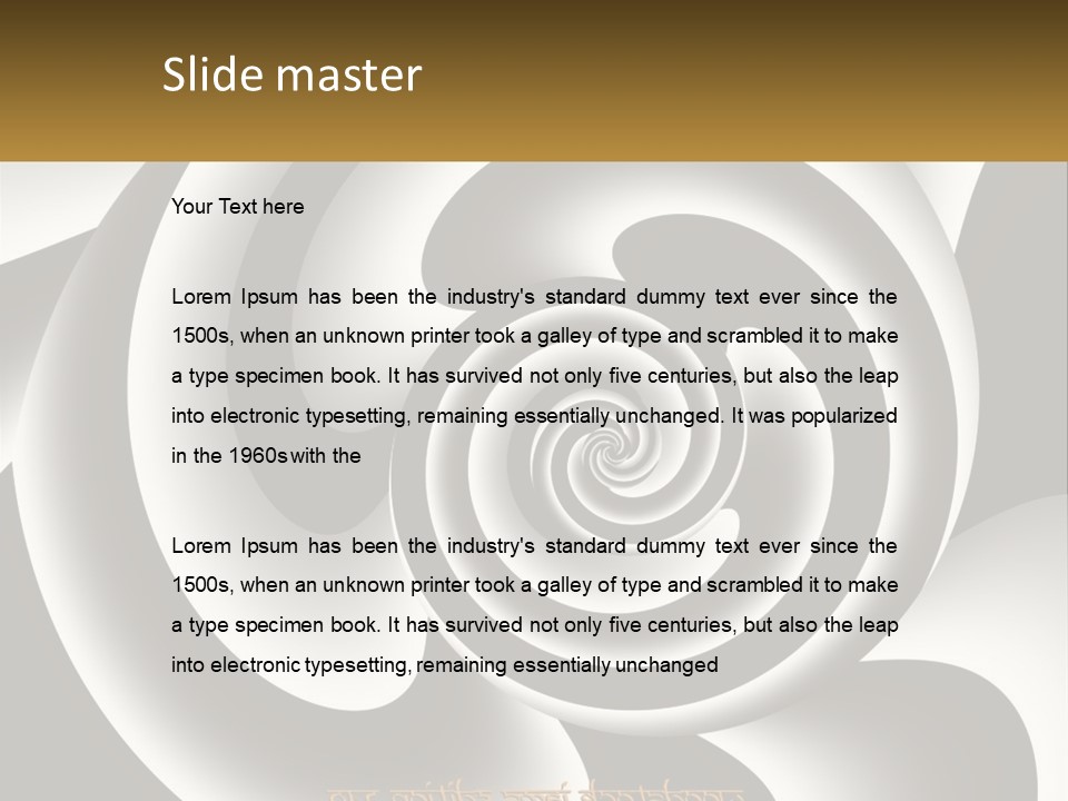 A Black And White Spiral Design With A Gold Frame PowerPoint Template
