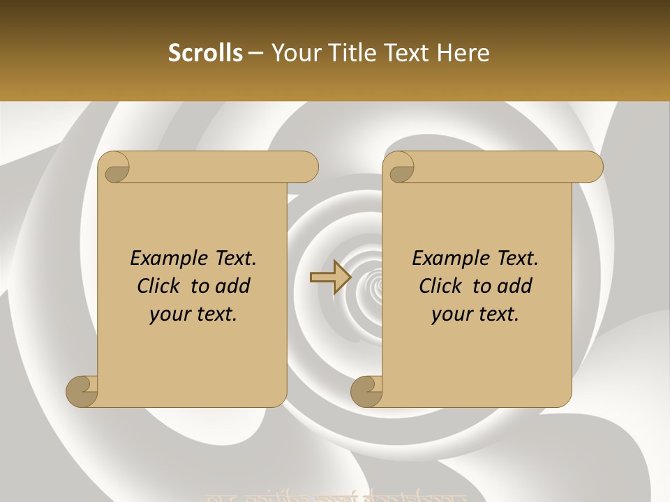A Black And White Spiral Design With A Gold Frame PowerPoint Template