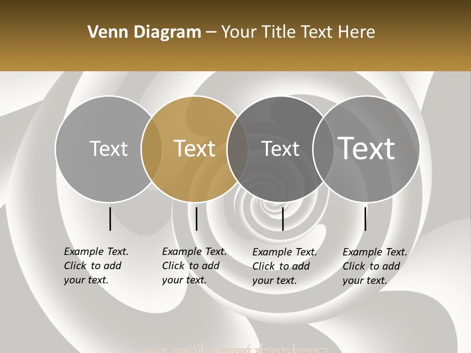 A Black And White Spiral Design With A Gold Frame PowerPoint Template