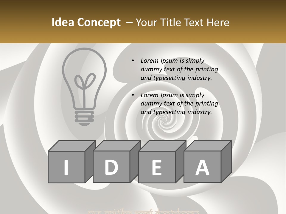 A Black And White Spiral Design With A Gold Frame PowerPoint Template