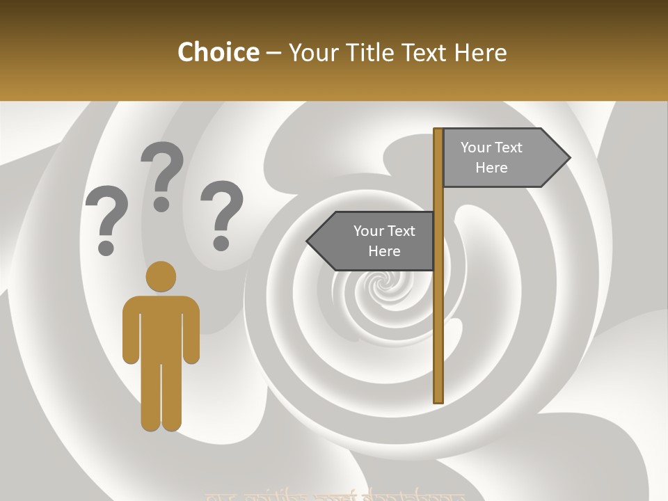 A Black And White Spiral Design With A Gold Frame PowerPoint Template