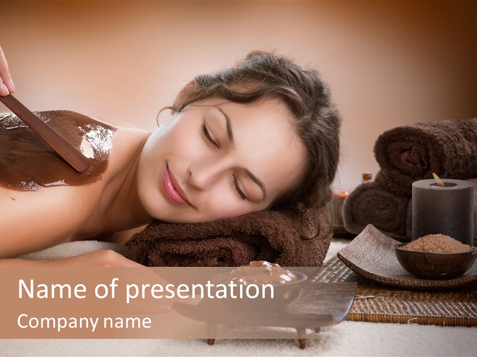 A Woman Getting A Chocolate Facial Mask On Her Face PowerPoint Template