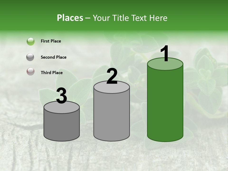 A Bunch Of Green Leaves Sitting On Top Of A Wooden Table PowerPoint Template