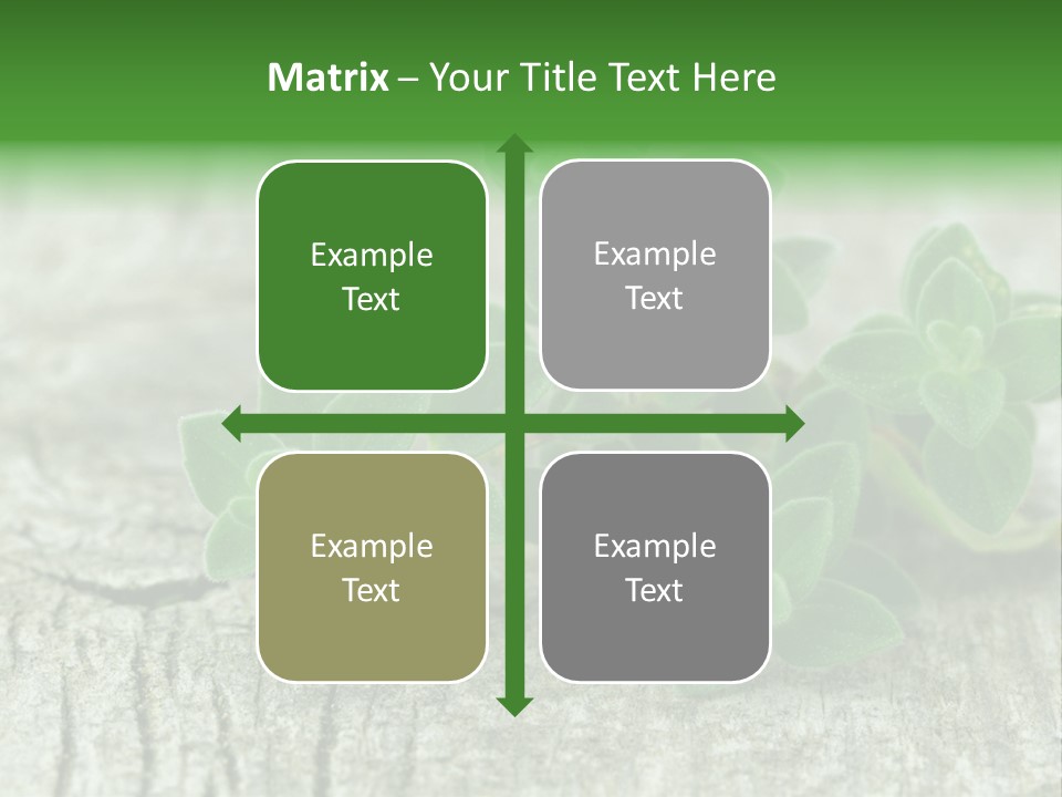 A Bunch Of Green Leaves Sitting On Top Of A Wooden Table PowerPoint Template