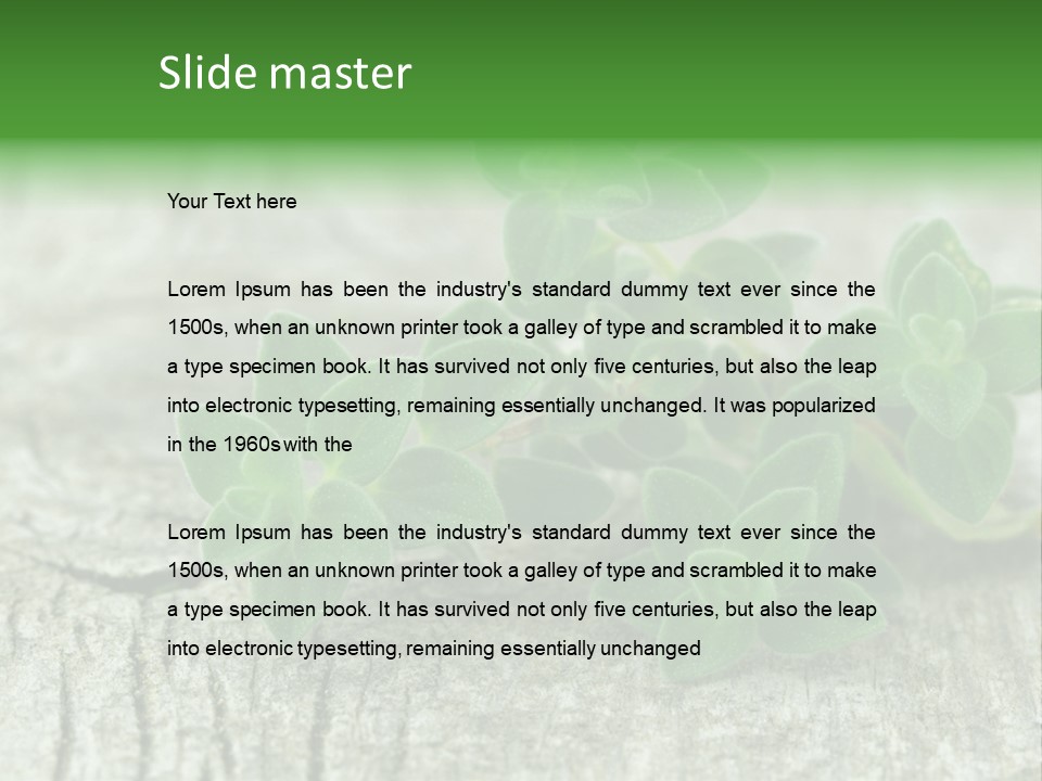 A Bunch Of Green Leaves Sitting On Top Of A Wooden Table PowerPoint Template