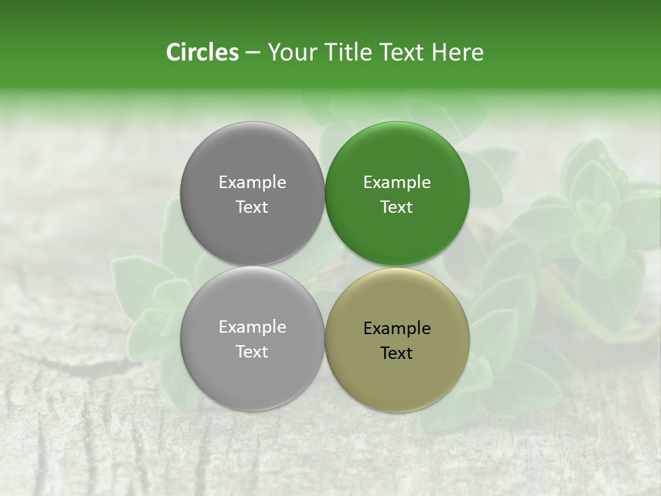 A Bunch Of Green Leaves Sitting On Top Of A Wooden Table PowerPoint Template