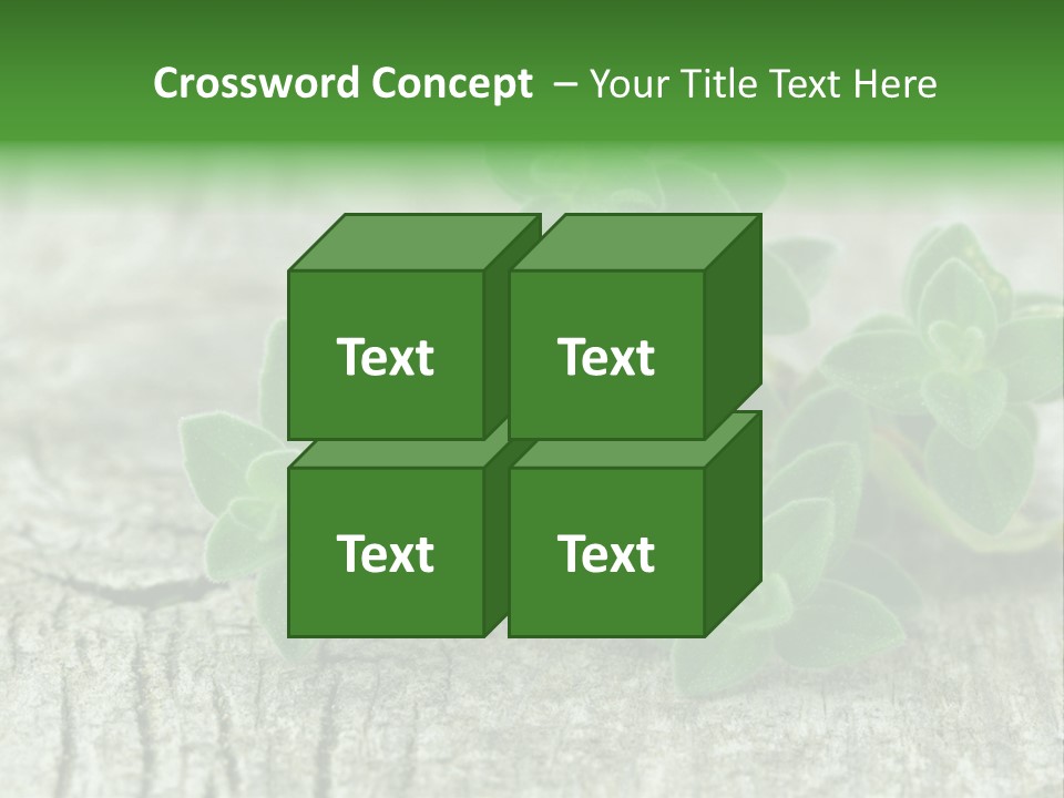 A Bunch Of Green Leaves Sitting On Top Of A Wooden Table PowerPoint Template