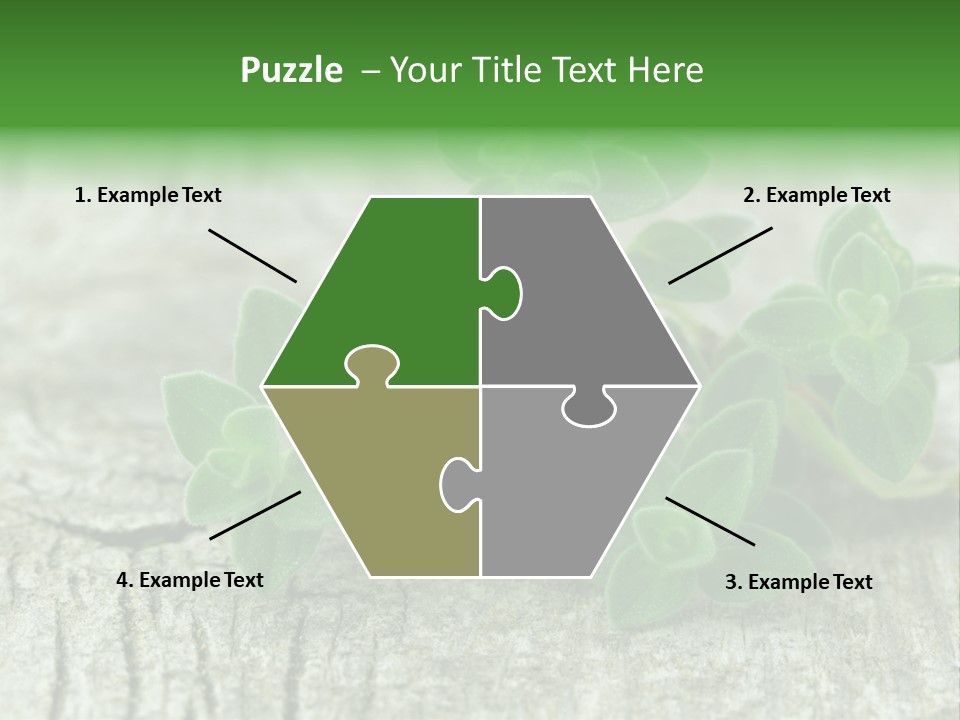 A Bunch Of Green Leaves Sitting On Top Of A Wooden Table PowerPoint Template