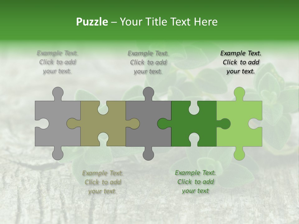 A Bunch Of Green Leaves Sitting On Top Of A Wooden Table PowerPoint Template