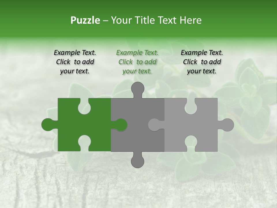 A Bunch Of Green Leaves Sitting On Top Of A Wooden Table PowerPoint Template