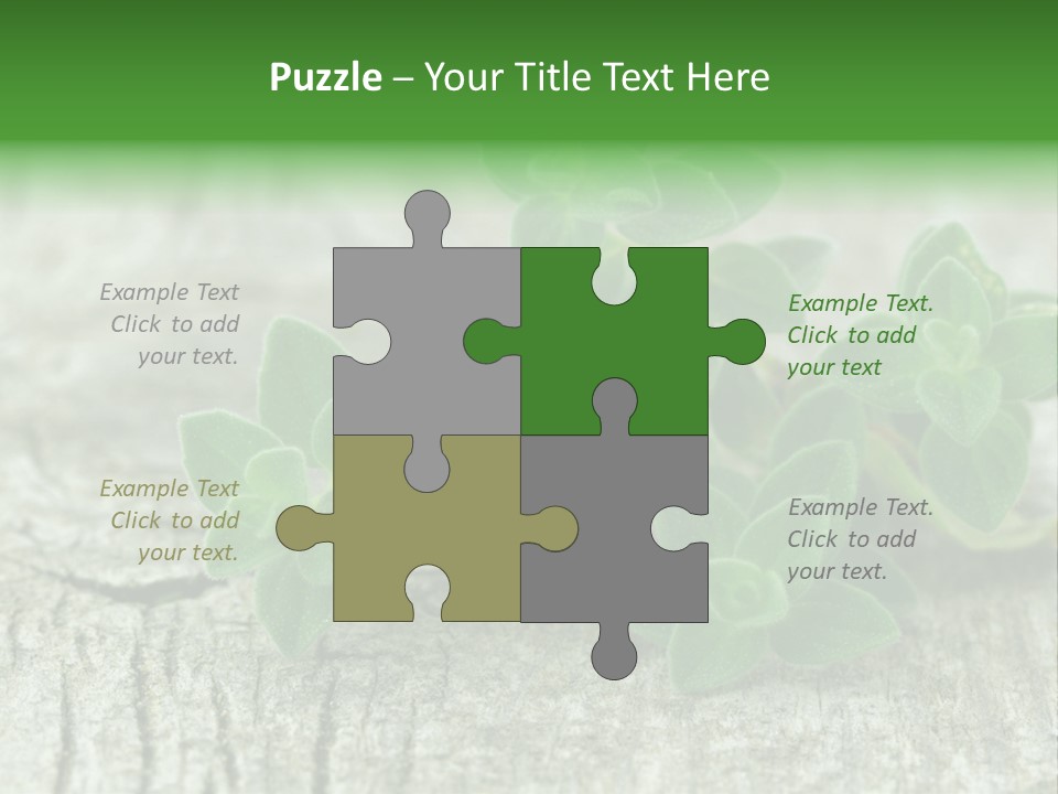 A Bunch Of Green Leaves Sitting On Top Of A Wooden Table PowerPoint Template