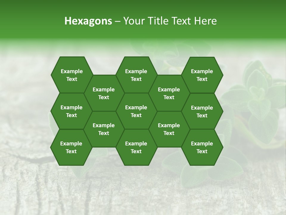 A Bunch Of Green Leaves Sitting On Top Of A Wooden Table PowerPoint Template