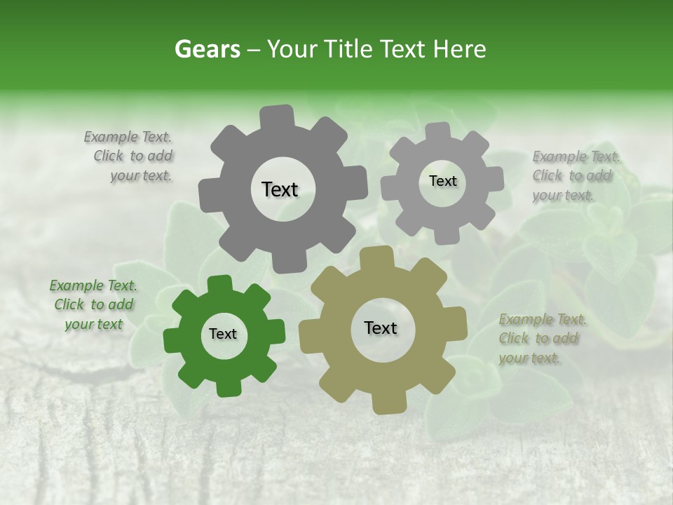 A Bunch Of Green Leaves Sitting On Top Of A Wooden Table PowerPoint Template