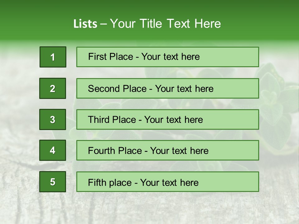 A Bunch Of Green Leaves Sitting On Top Of A Wooden Table PowerPoint Template