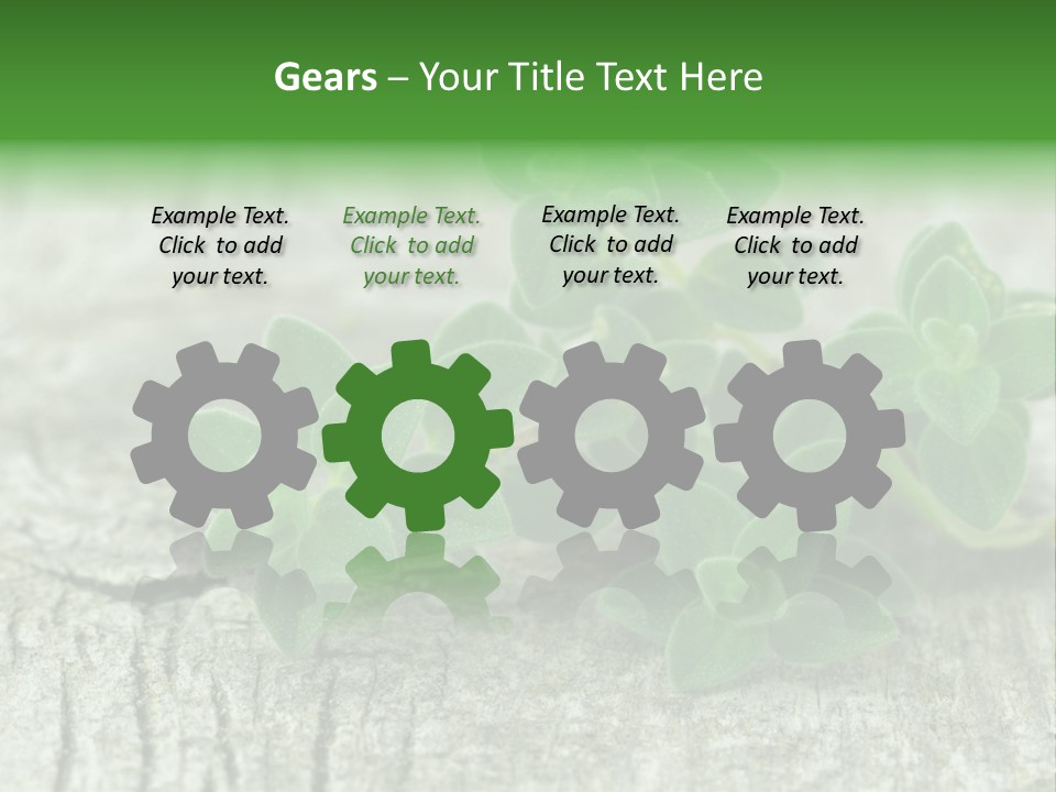 A Bunch Of Green Leaves Sitting On Top Of A Wooden Table PowerPoint Template