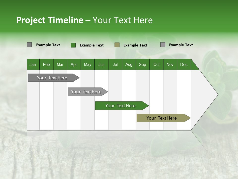 A Bunch Of Green Leaves Sitting On Top Of A Wooden Table PowerPoint Template