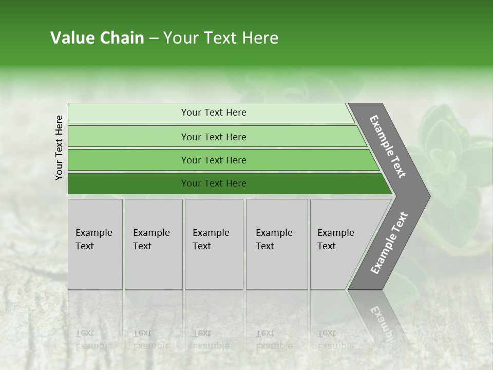 A Bunch Of Green Leaves Sitting On Top Of A Wooden Table PowerPoint Template