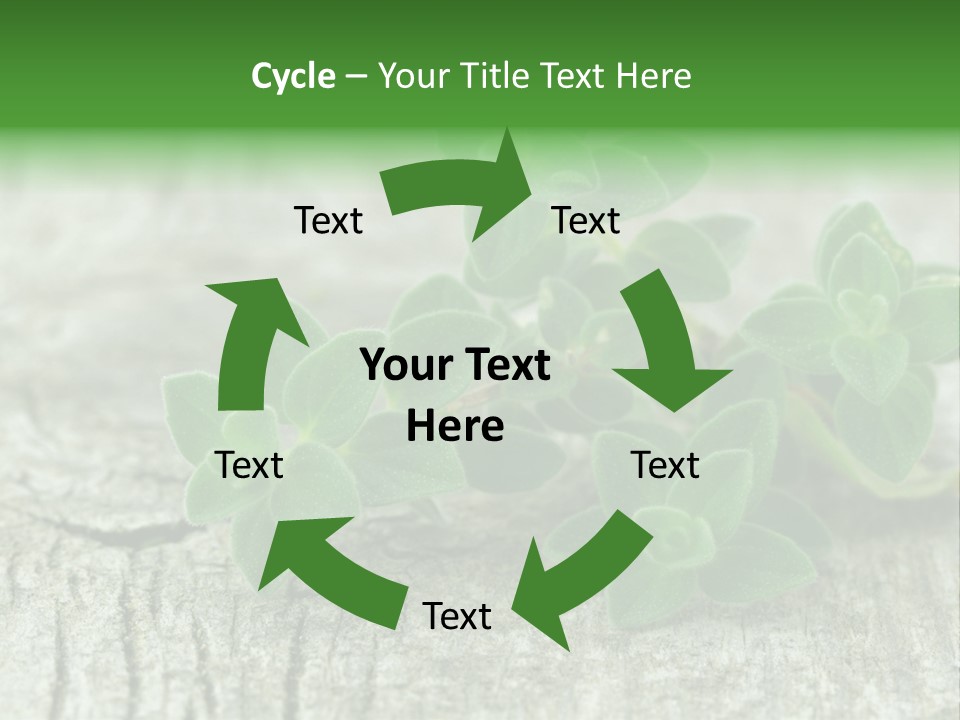 A Bunch Of Green Leaves Sitting On Top Of A Wooden Table PowerPoint Template