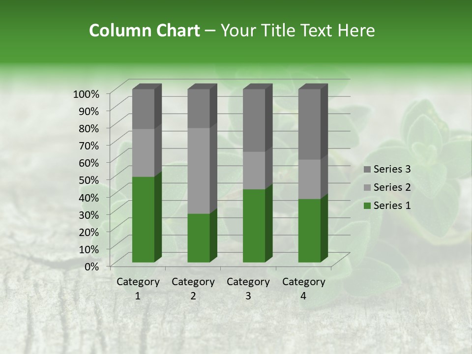 A Bunch Of Green Leaves Sitting On Top Of A Wooden Table PowerPoint Template
