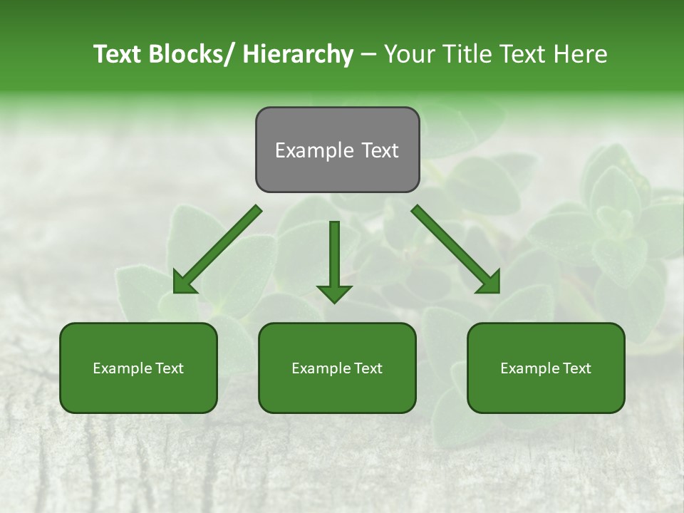A Bunch Of Green Leaves Sitting On Top Of A Wooden Table PowerPoint Template