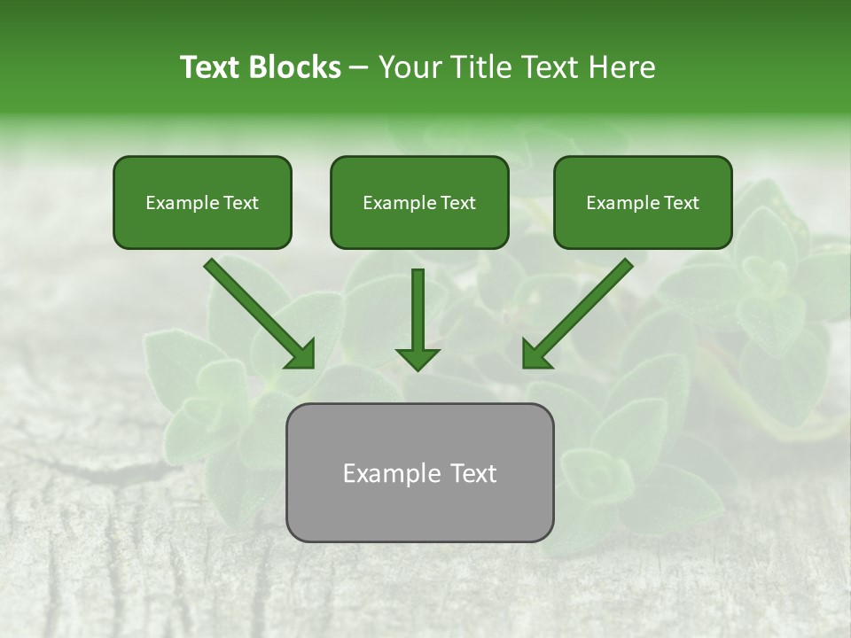 A Bunch Of Green Leaves Sitting On Top Of A Wooden Table PowerPoint Template