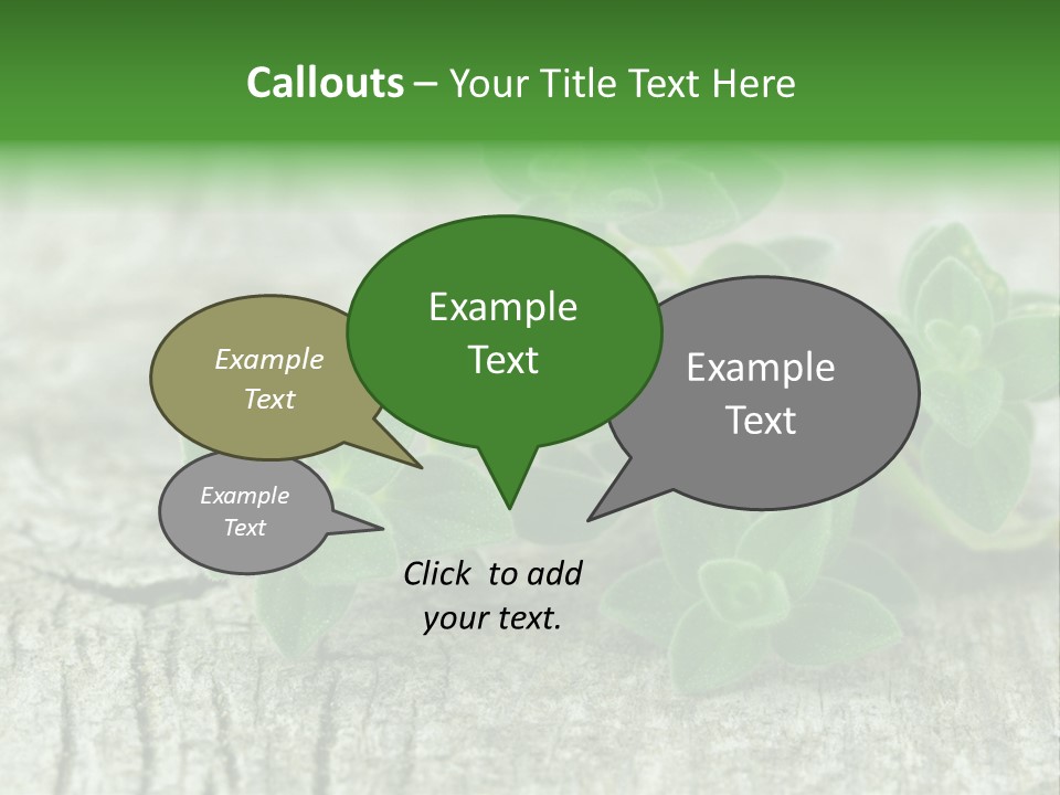 A Bunch Of Green Leaves Sitting On Top Of A Wooden Table PowerPoint Template