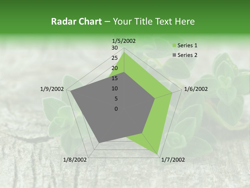 A Bunch Of Green Leaves Sitting On Top Of A Wooden Table PowerPoint Template