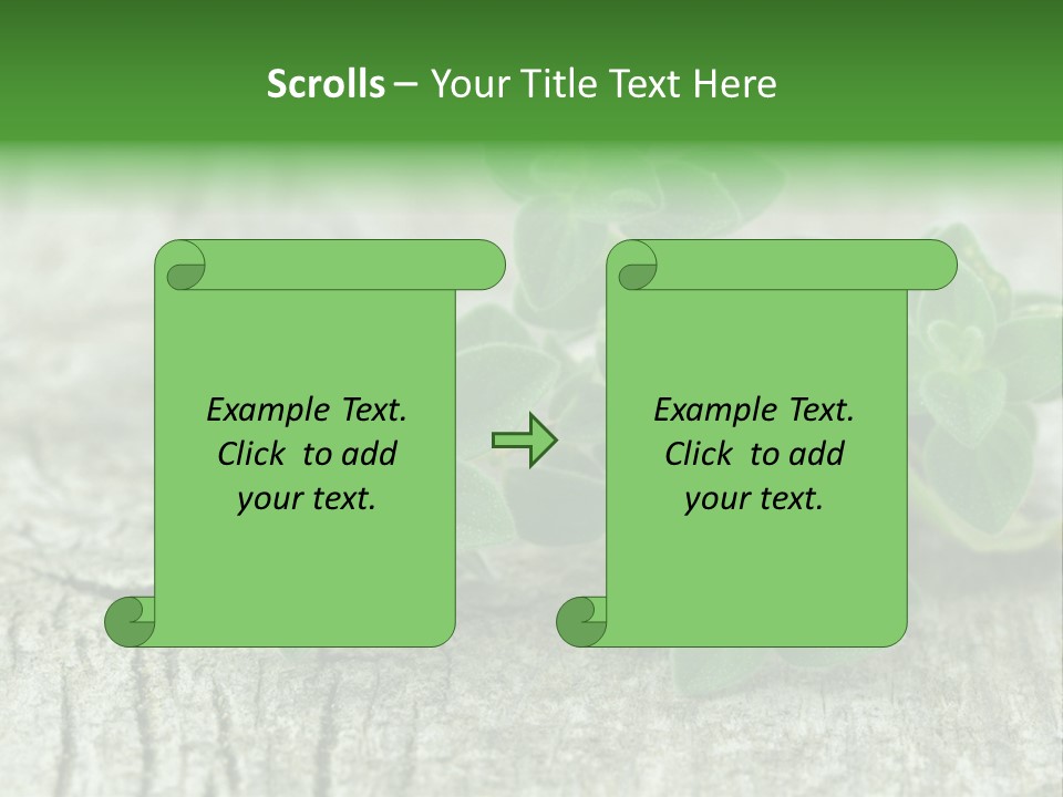 A Bunch Of Green Leaves Sitting On Top Of A Wooden Table PowerPoint Template