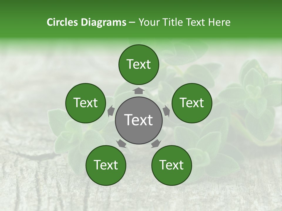 A Bunch Of Green Leaves Sitting On Top Of A Wooden Table PowerPoint Template