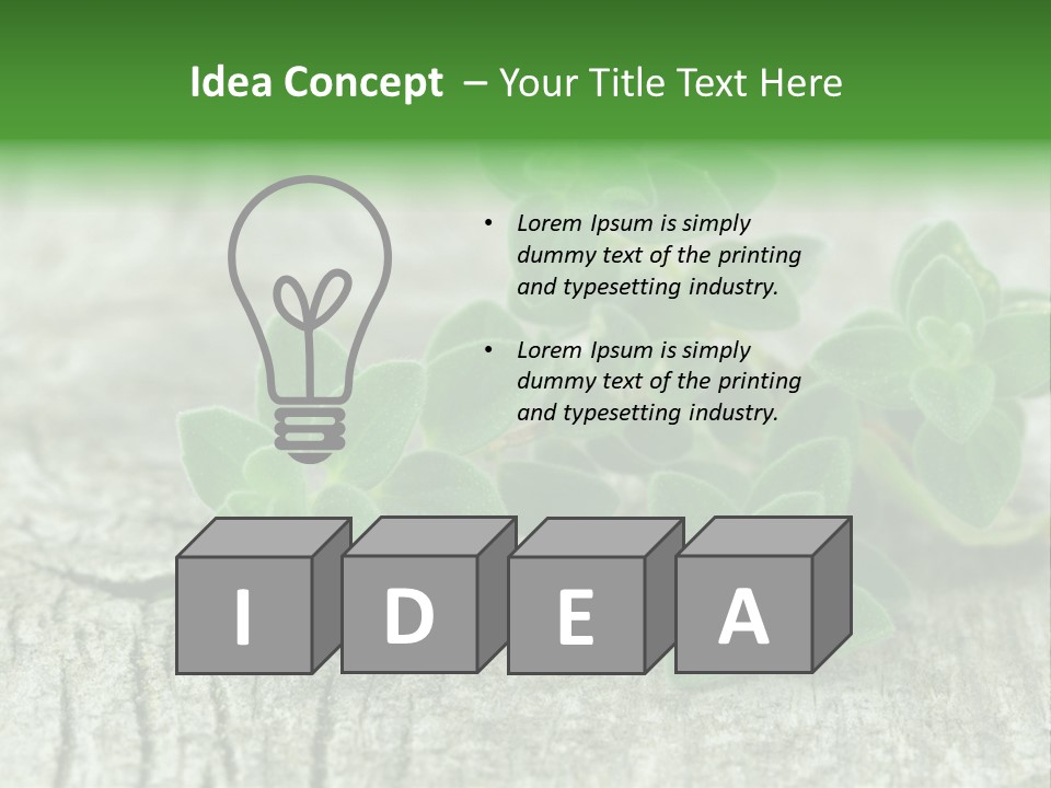 A Bunch Of Green Leaves Sitting On Top Of A Wooden Table PowerPoint Template