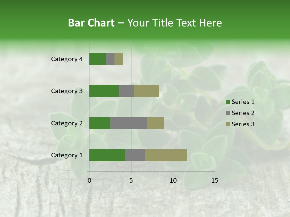 A Bunch Of Green Leaves Sitting On Top Of A Wooden Table PowerPoint Template