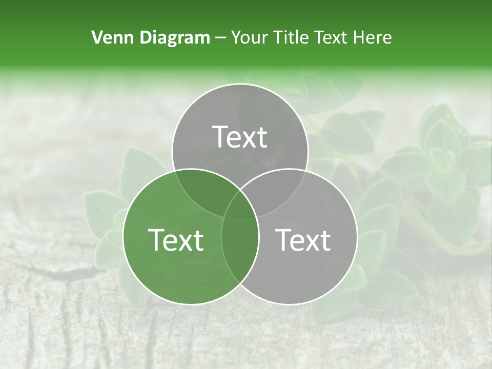 A Bunch Of Green Leaves Sitting On Top Of A Wooden Table PowerPoint Template