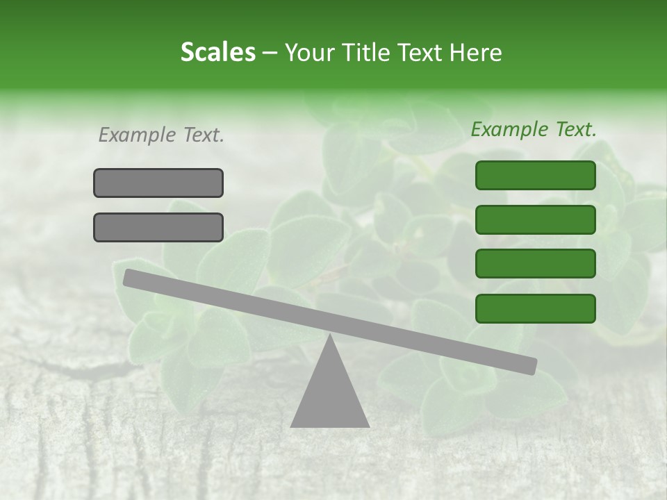 A Bunch Of Green Leaves Sitting On Top Of A Wooden Table PowerPoint Template