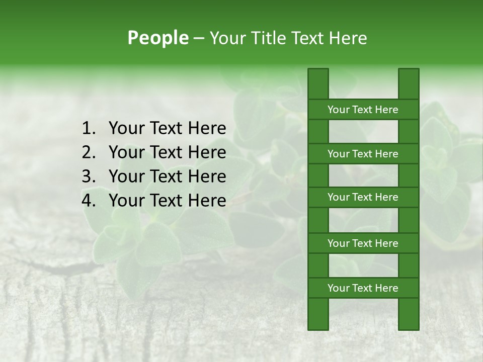 A Bunch Of Green Leaves Sitting On Top Of A Wooden Table PowerPoint Template
