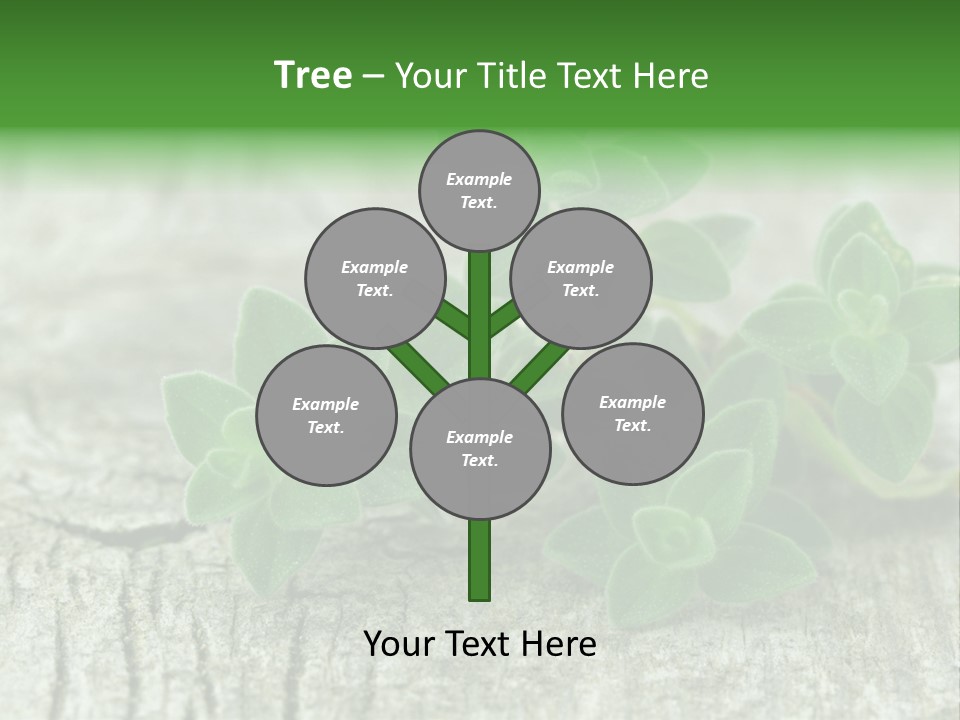 A Bunch Of Green Leaves Sitting On Top Of A Wooden Table PowerPoint Template