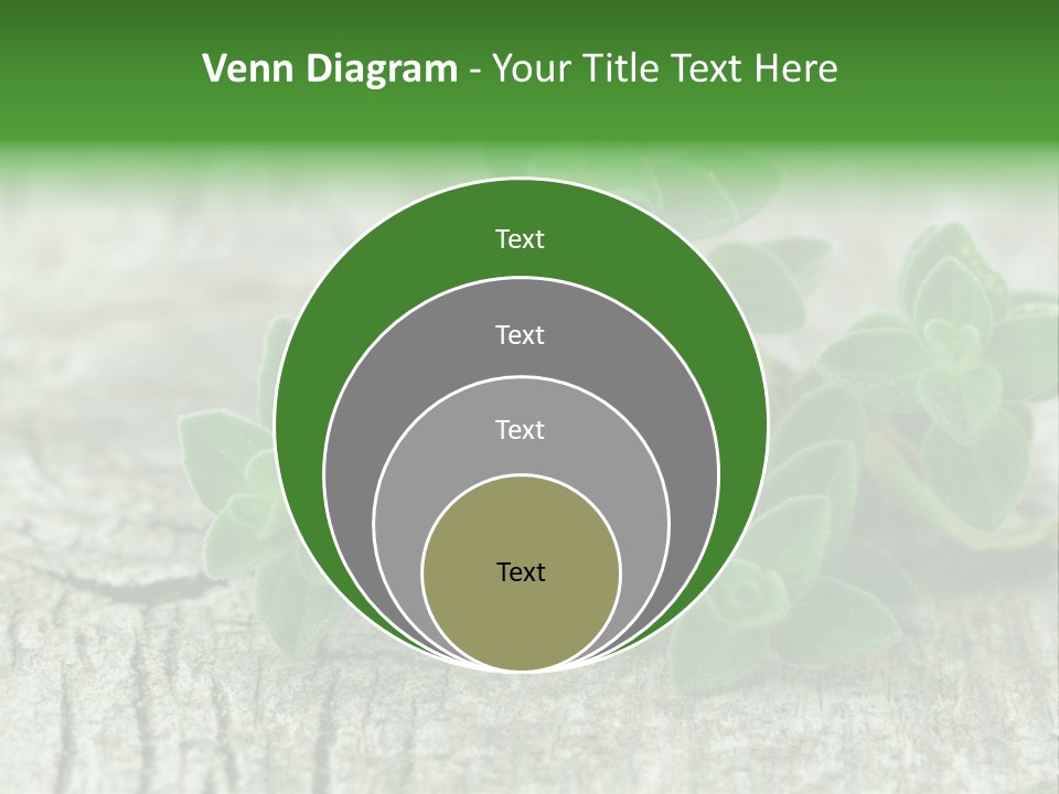 A Bunch Of Green Leaves Sitting On Top Of A Wooden Table PowerPoint Template