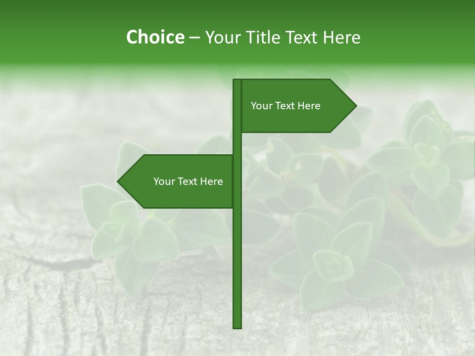 A Bunch Of Green Leaves Sitting On Top Of A Wooden Table PowerPoint Template